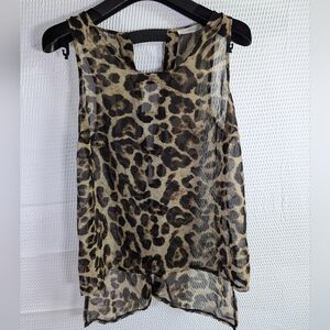 Glam Dollz cheetah leopard print shear sleeveless top size L